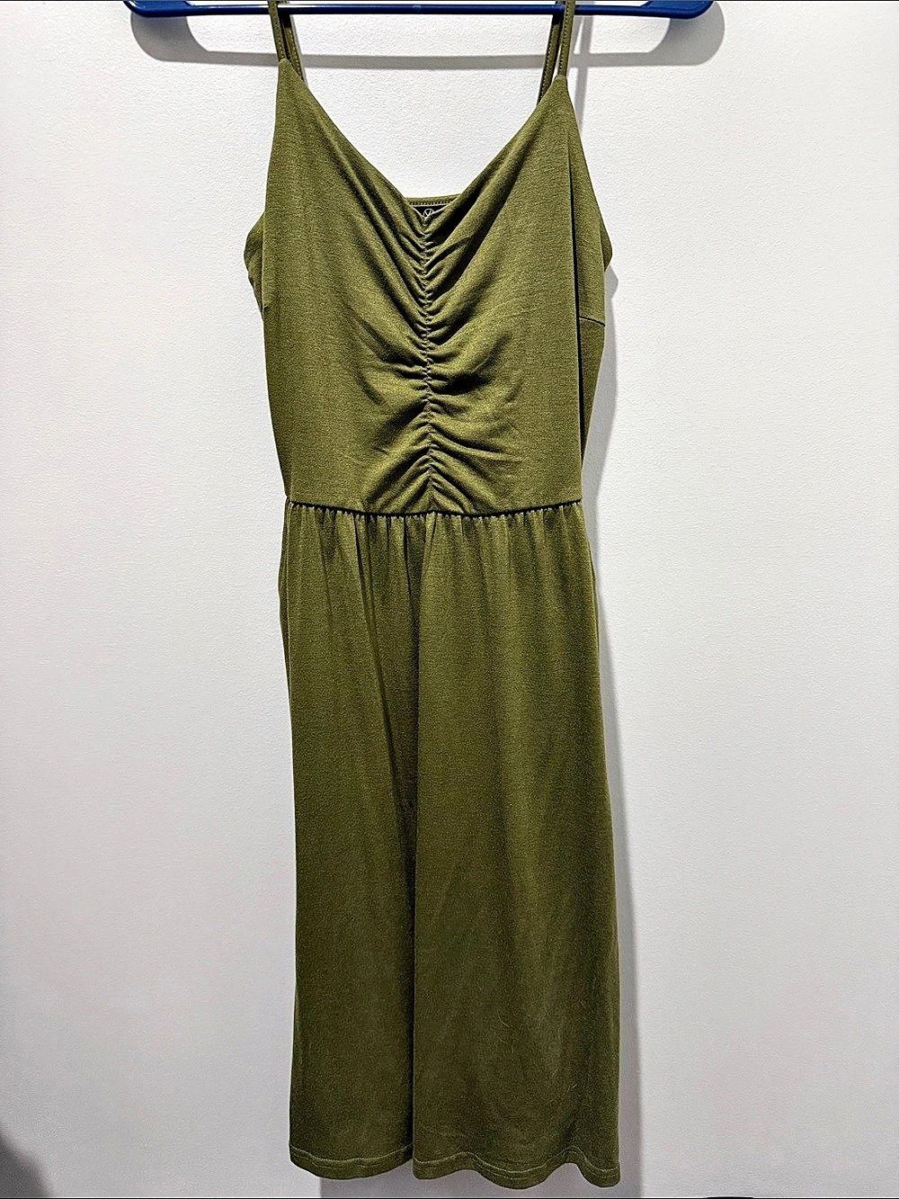 Olive Ruched Wide Leg Jumpsuit